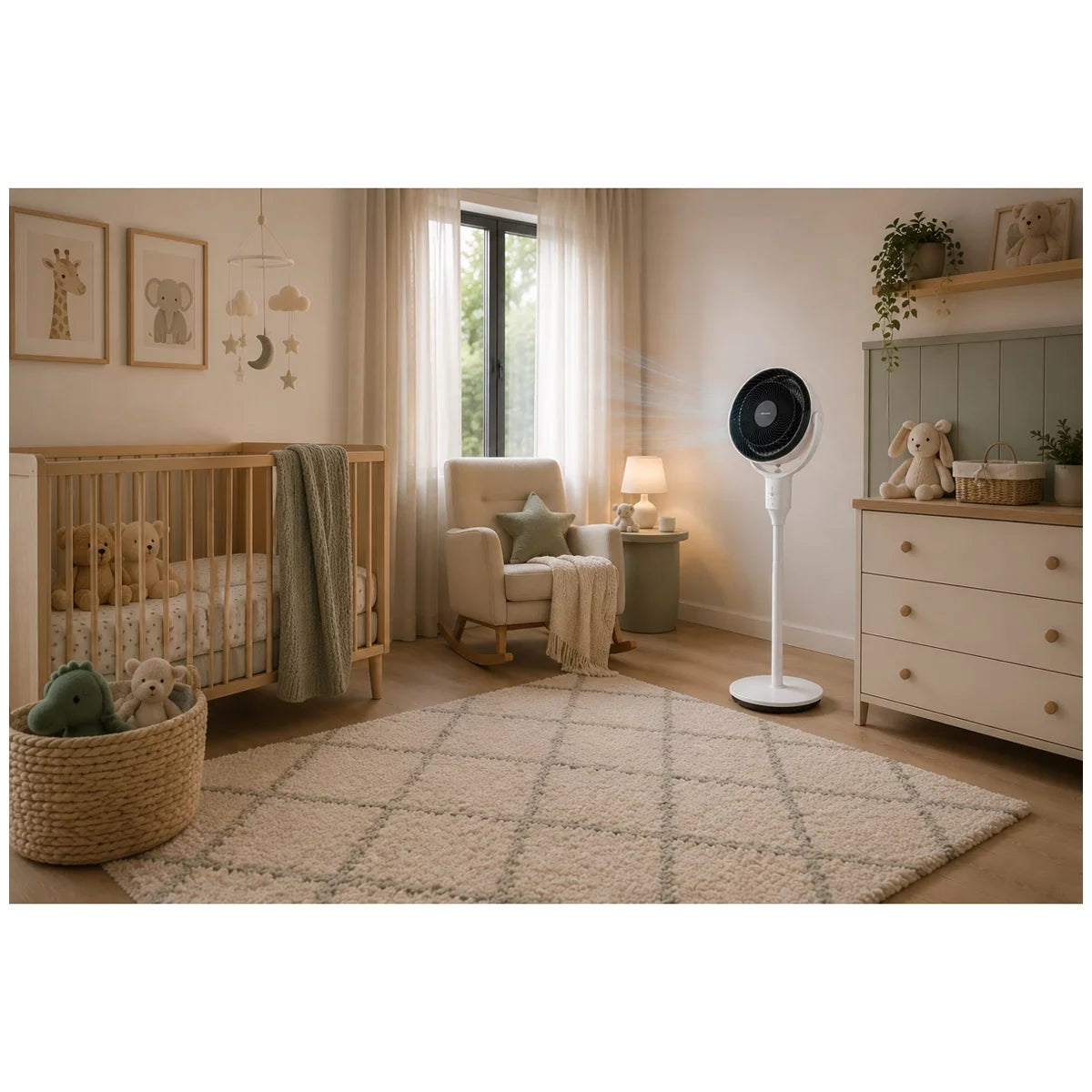 Midea Turbo Circulation Fan Remote 4 Speed Oscillating Adjustable Height White