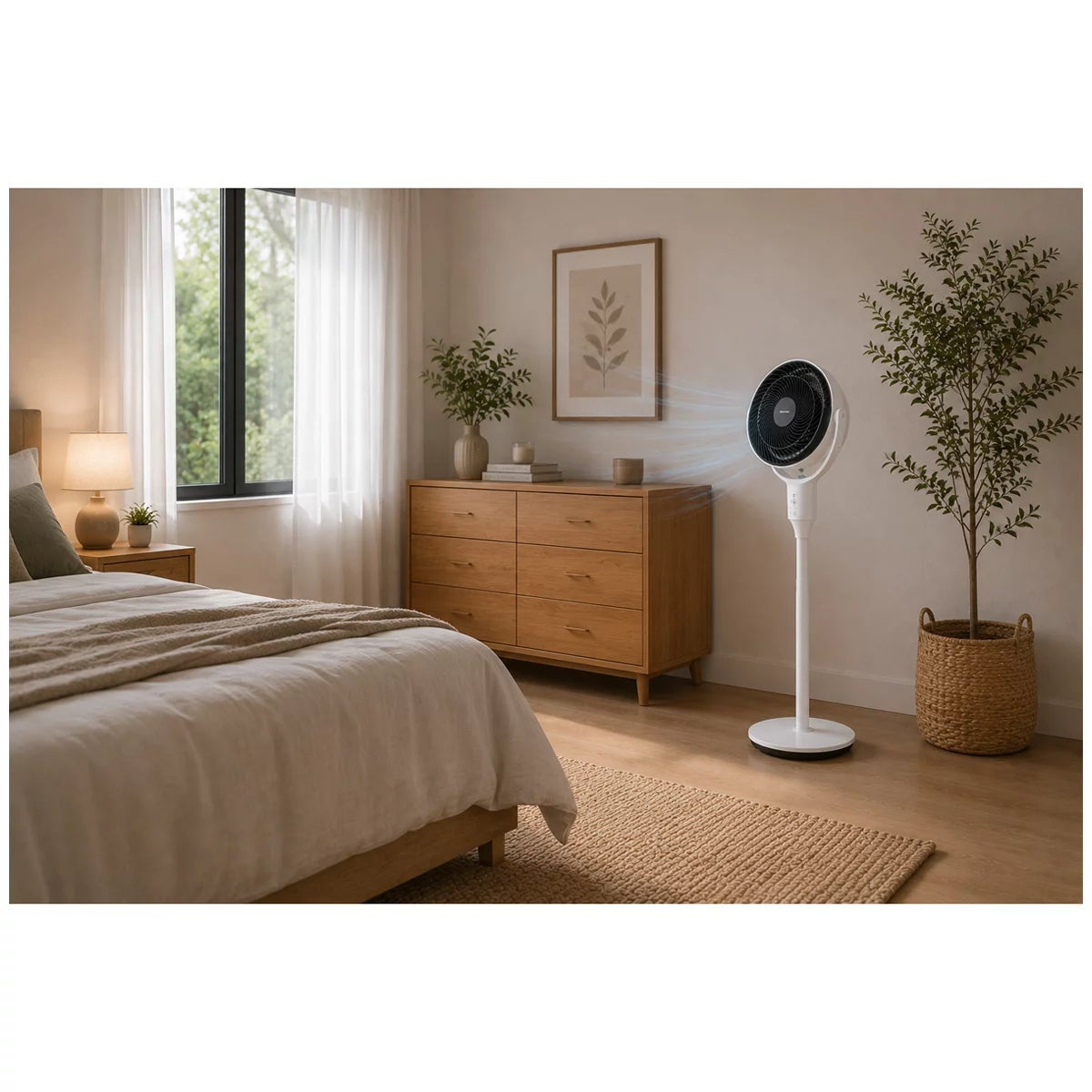 Midea Turbo Circulation Fan Remote 4 Speed Oscillating Adjustable Height White