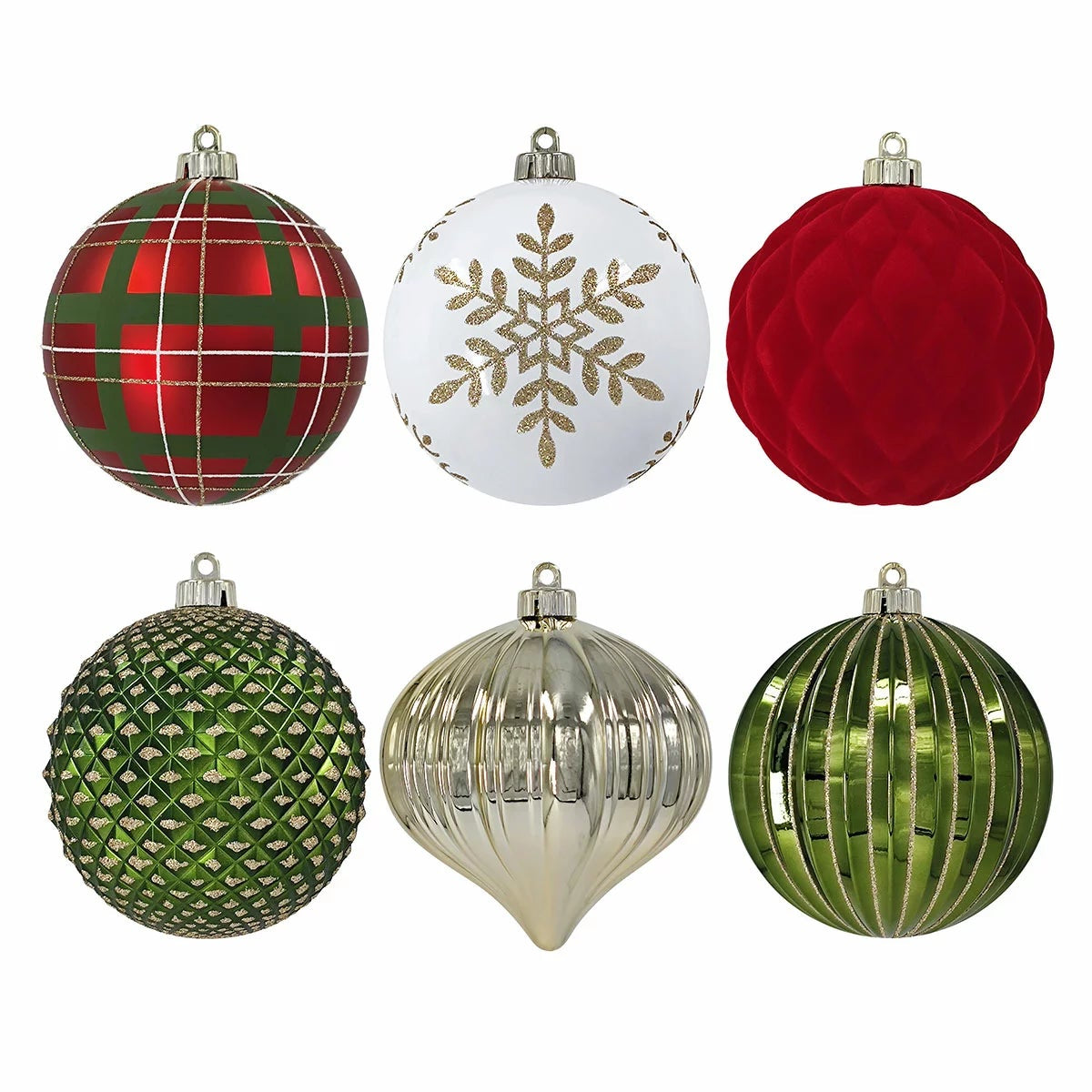 6 Piece 150mm Christmas Tree Ornaments Large Red Green Holiday Decor