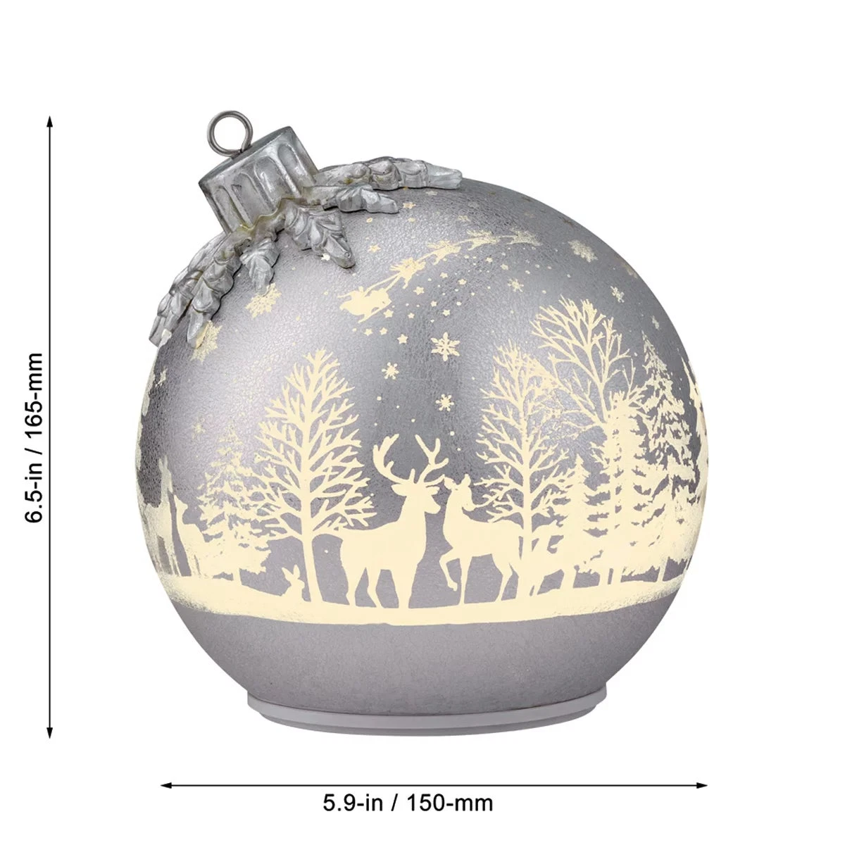 Seasonal Rotating Glass Balls 2pc Silver LED Christmas Holiday Home Decor