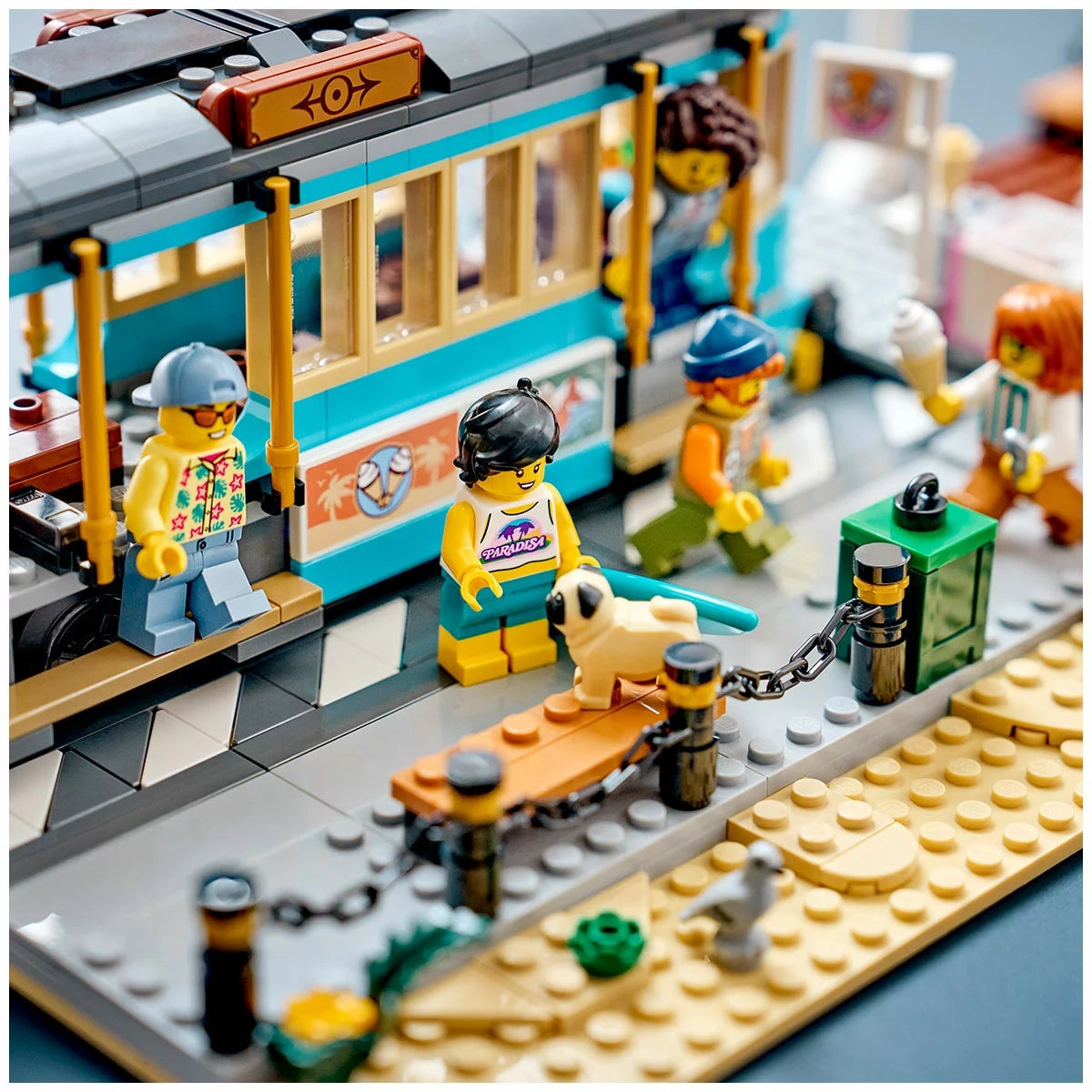 LEGO City Beach Streetcar 60506 Minifigures Tram Building Set 7+ 693 Pieces