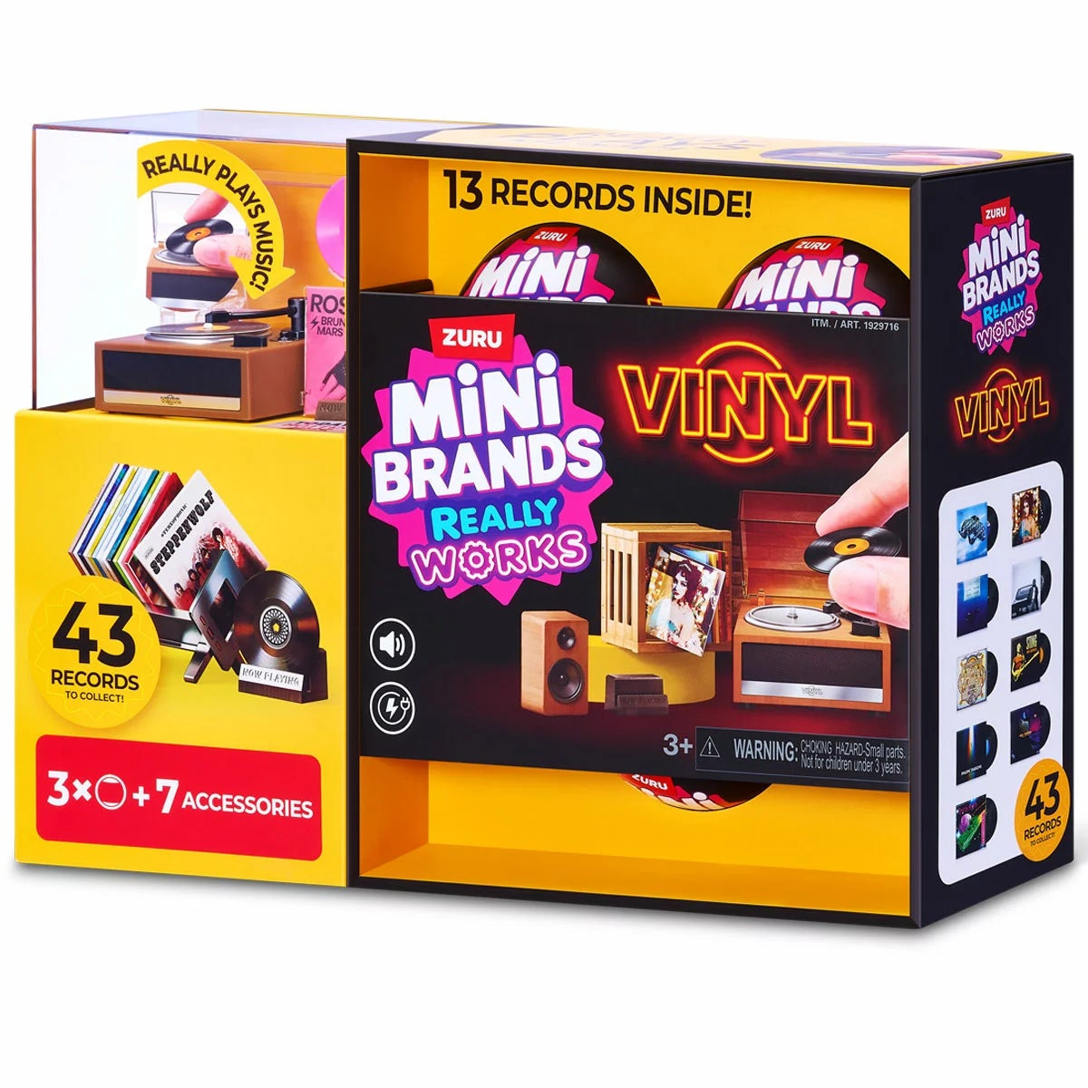 Mini Brands Mini Vinyl Record Player Set 3 Capsules 13 Mini Records Music Toy