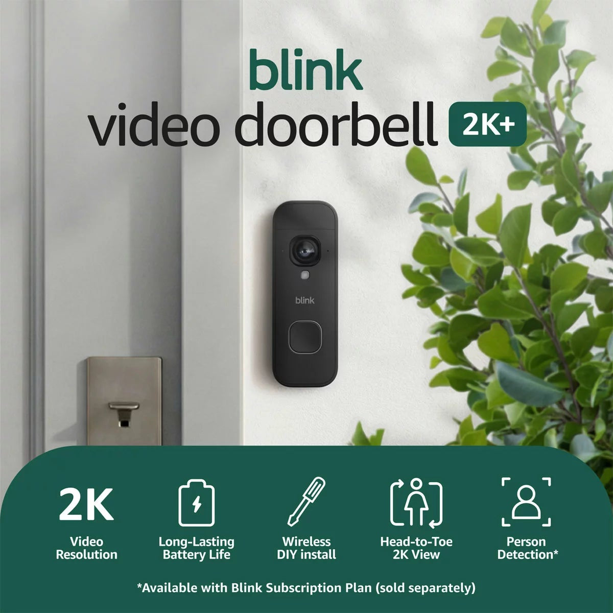 Blink Outdoor 2K+ Video Doorbell Sync And Camera System Wireless Module Security
