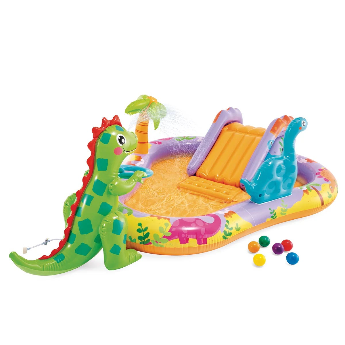 Intex Dino Park Kids Inflatable Splash Pool Water Sprayer Outdoor Summer Fun