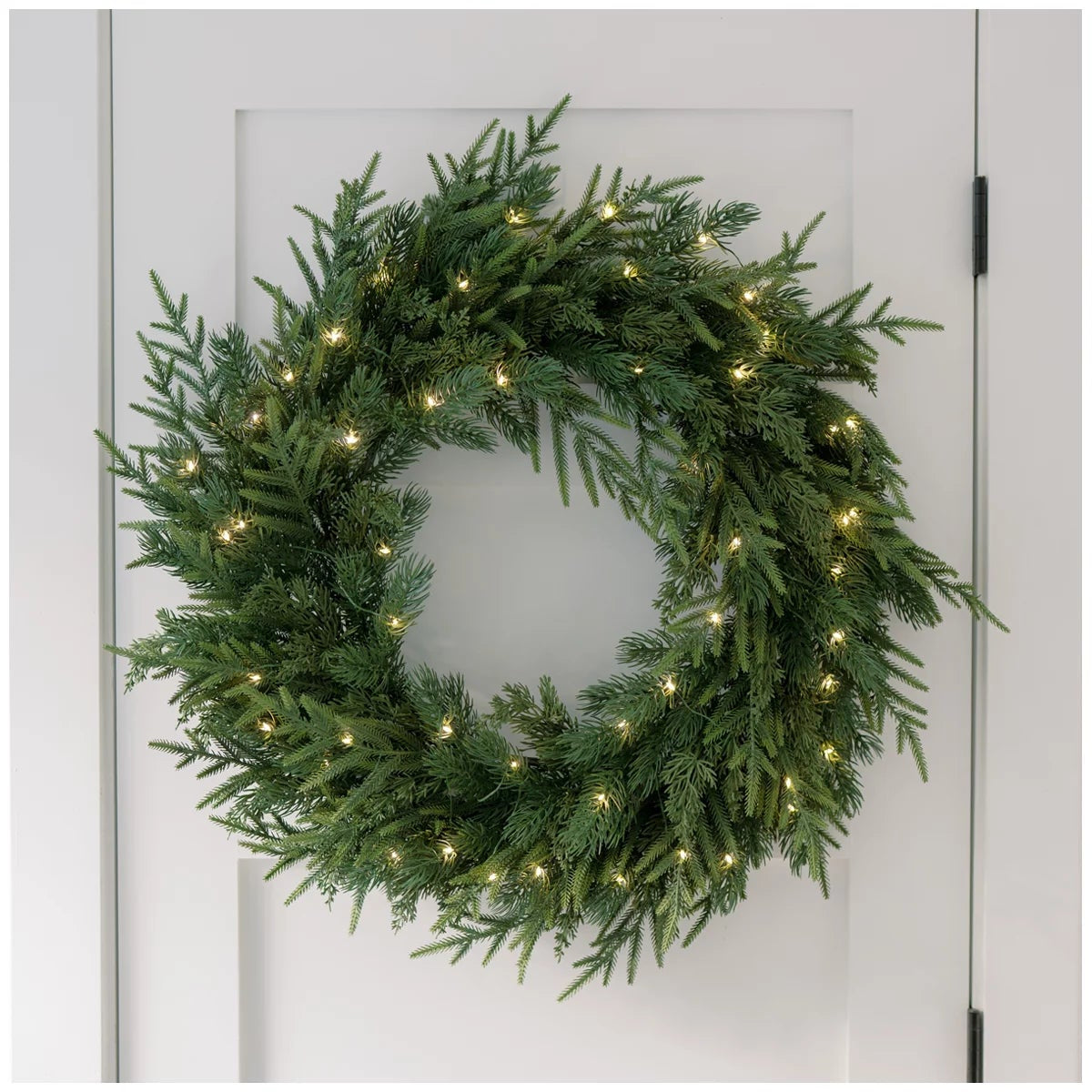 30 Inch Pre-Lit Norfolk Pine Christmas Wreath Battery LED Holiday Decor