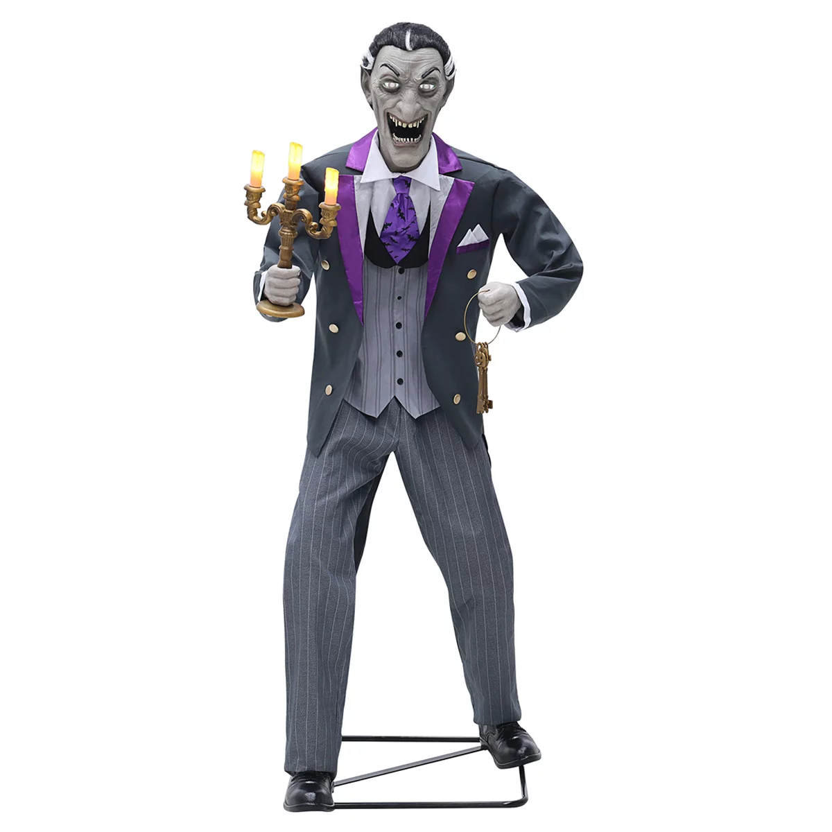 Animated Halloween Vampire Butler 188.8cm LED Eyes Sound Motion Sensor Decor