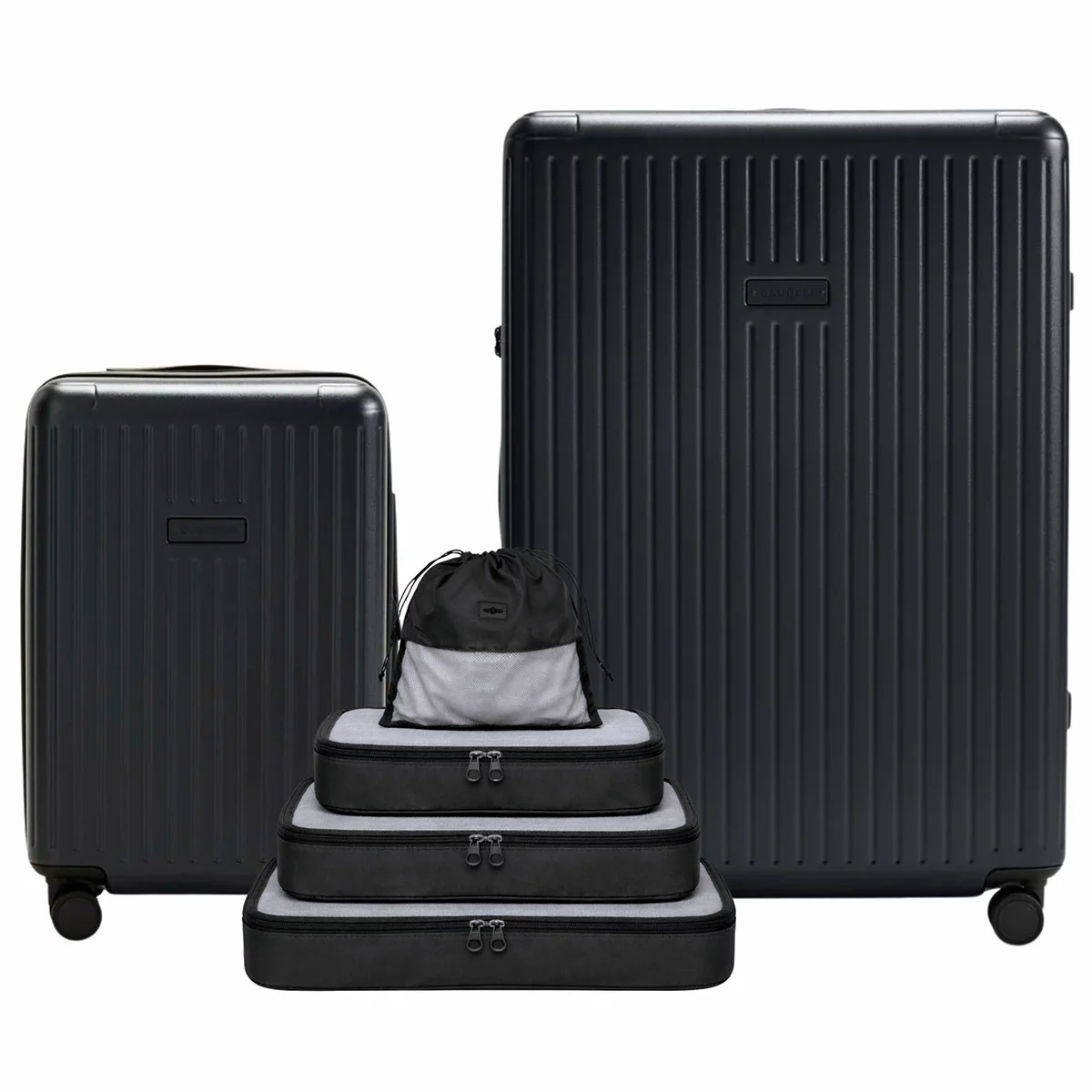Globite 2 Piece Luggage Set Black With 4 Piece Packing Cube