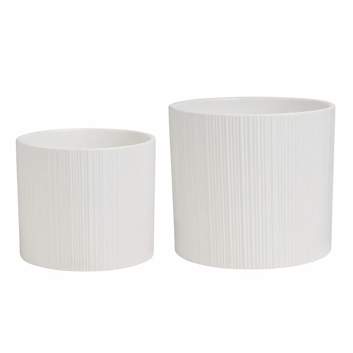 Ceramic Planters On Stand Set Of 2 White Round Indoor Planter & Bamboo Stand
