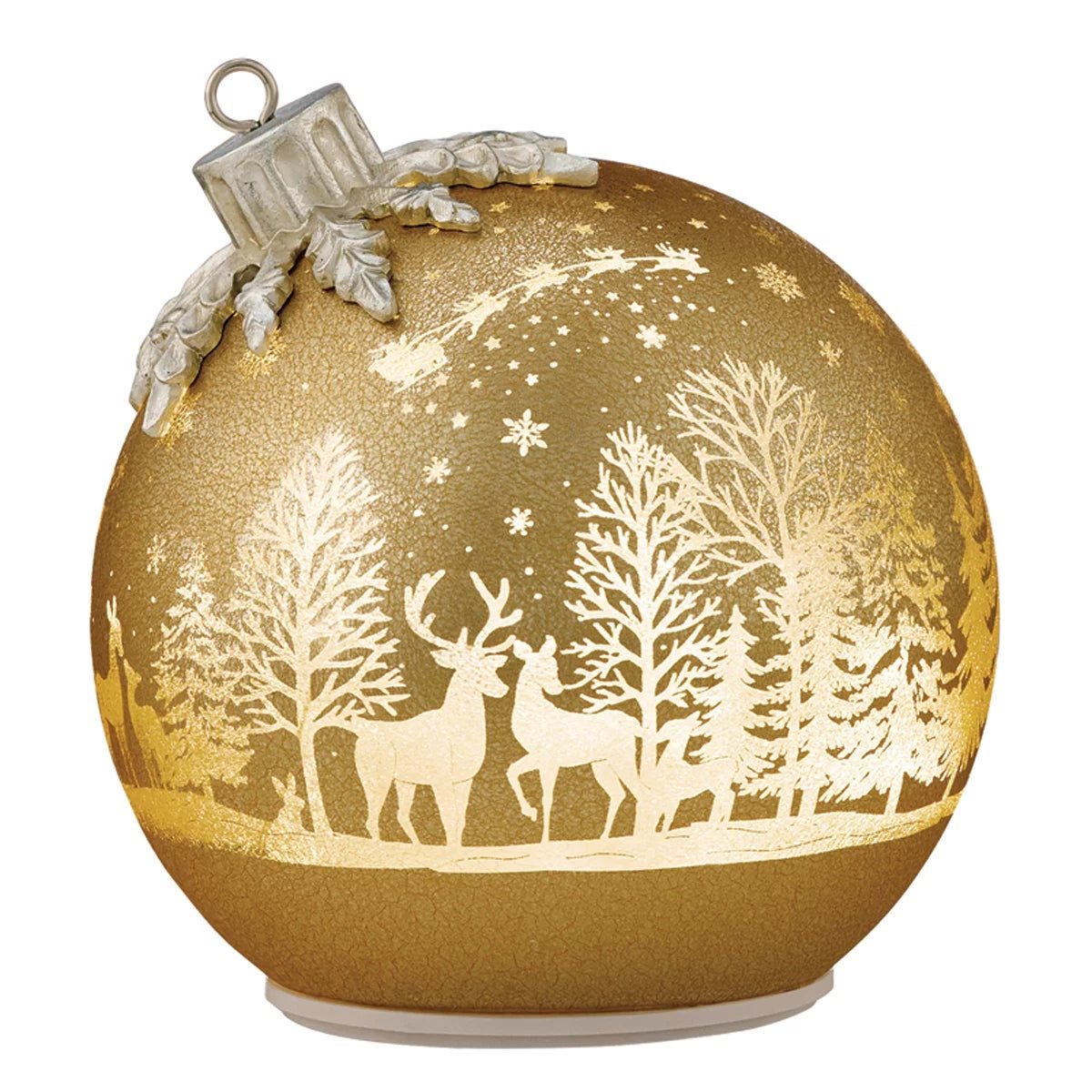 Seasonal Rotating Glass Balls 2pc Gold LED Christmas Holiday Home Decor