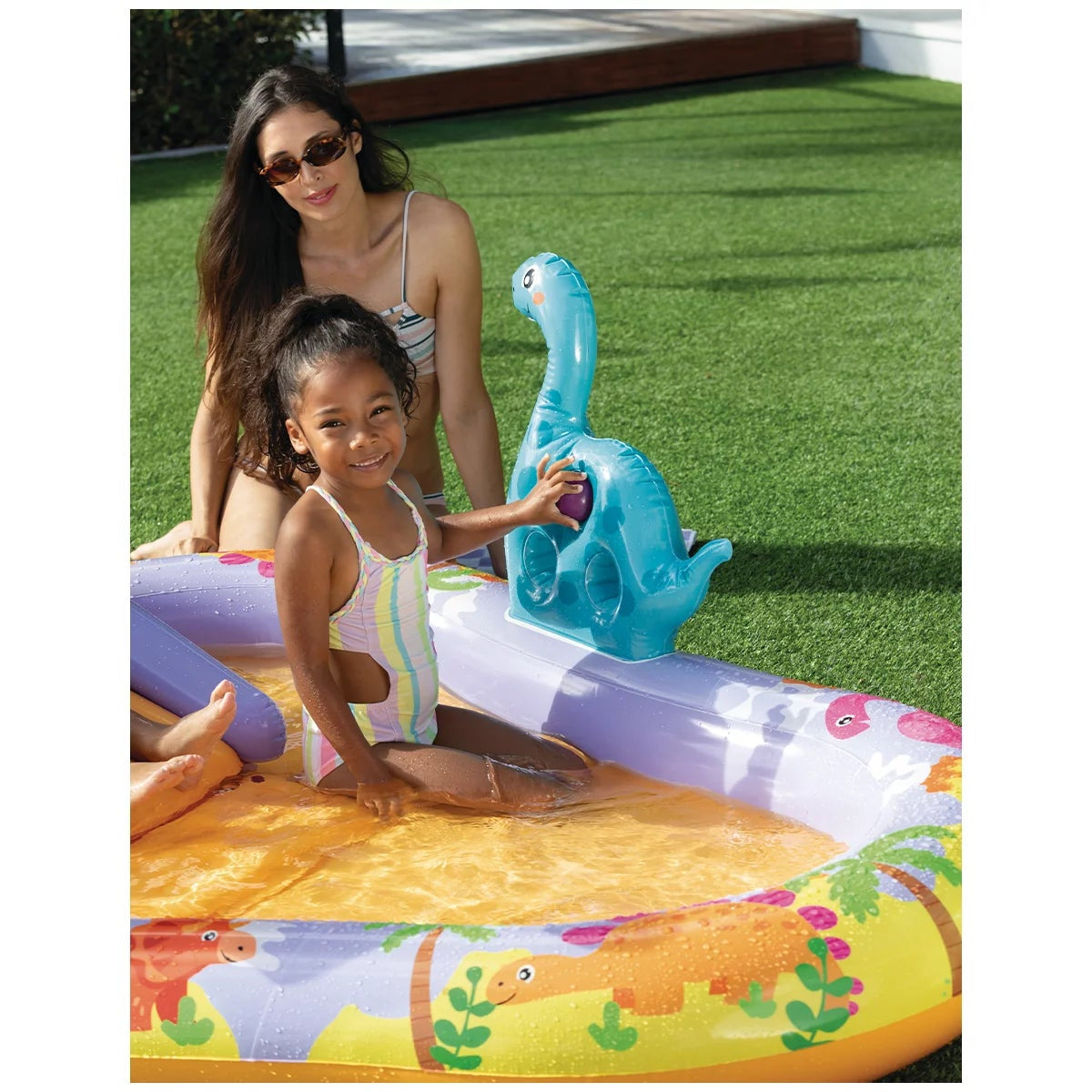 Intex Dino Park Kids Inflatable Splash Pool Water Sprayer Outdoor Summer Fun