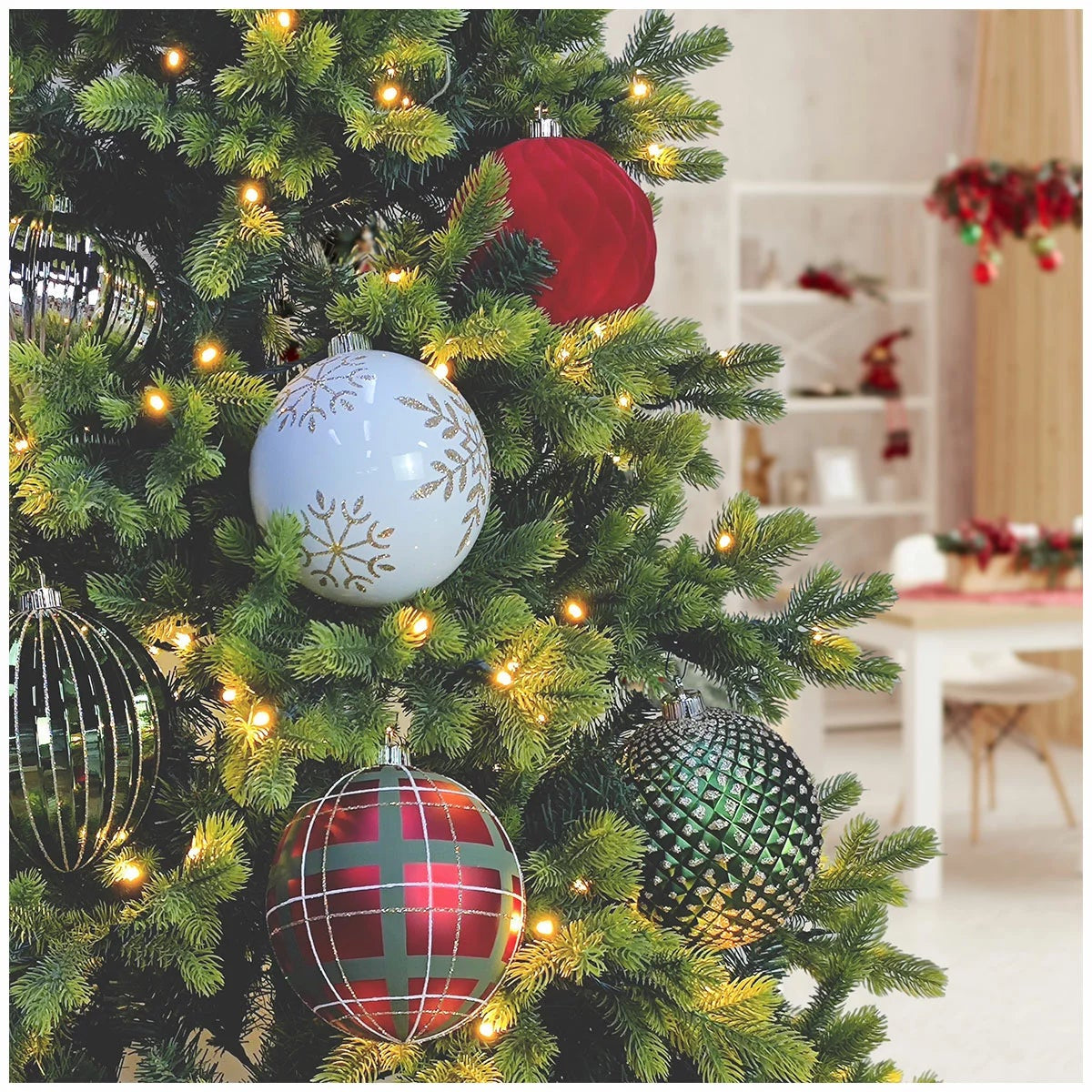 6 Piece 150mm Christmas Tree Ornaments Large Red Green Holiday Decor