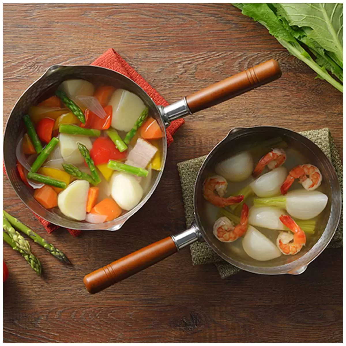 2 x Yoshikawa Yukihira Stainless Steel Saucepans 20cm & 22cm Free Shipping