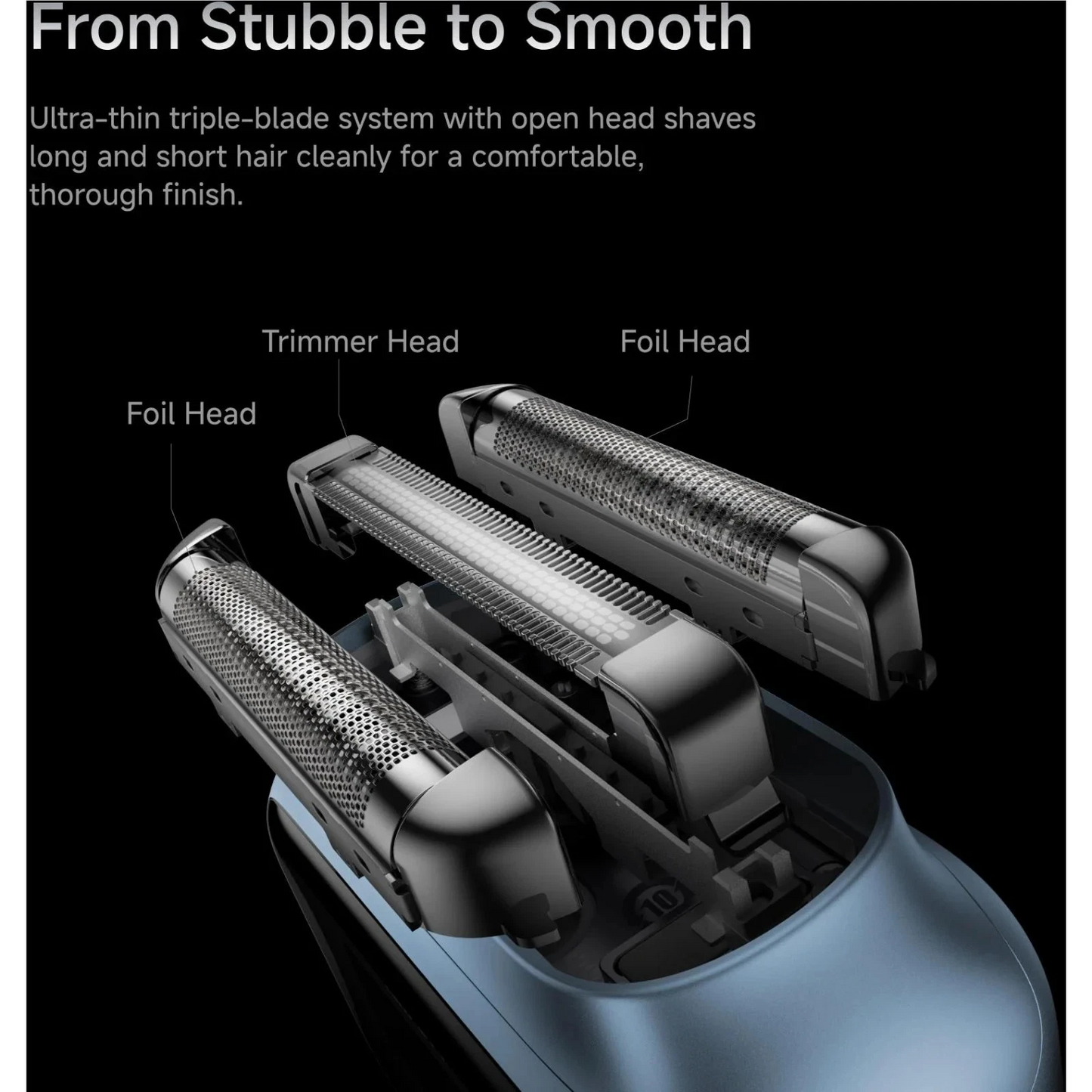 Laifen P3 Pro 3-Blade Electric Shaver Blue Waterproof USB-C Rechargeable Razor