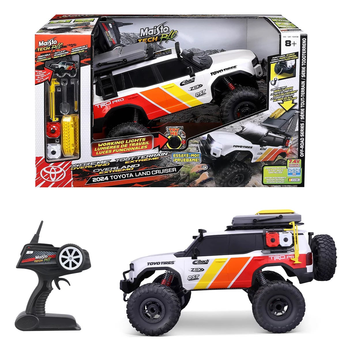 Maisto Tech Toyota Land Cruiser Xtreme Overland RC 4WD White Remote Car