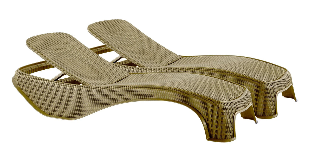 Keter Atlantic Sun Loungers 2Pk Beige Reclining Patio UV Resistant Furniture