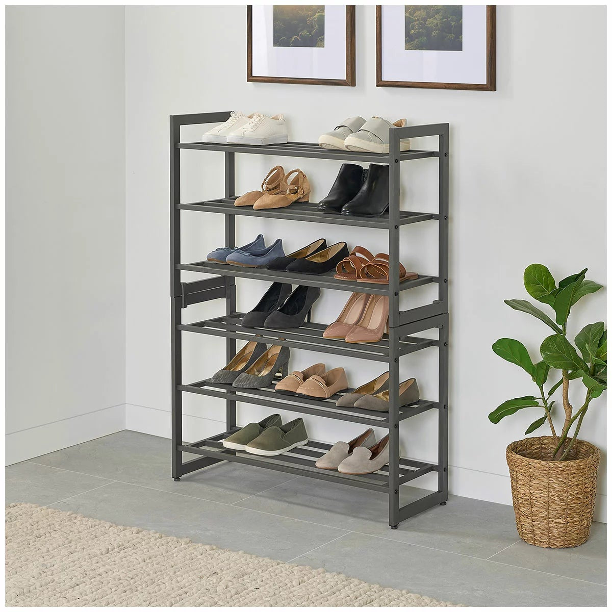 Neatfreak Heavy Duty 3 Tier Shoe Rack Stackable Metal Charcoal Grey
