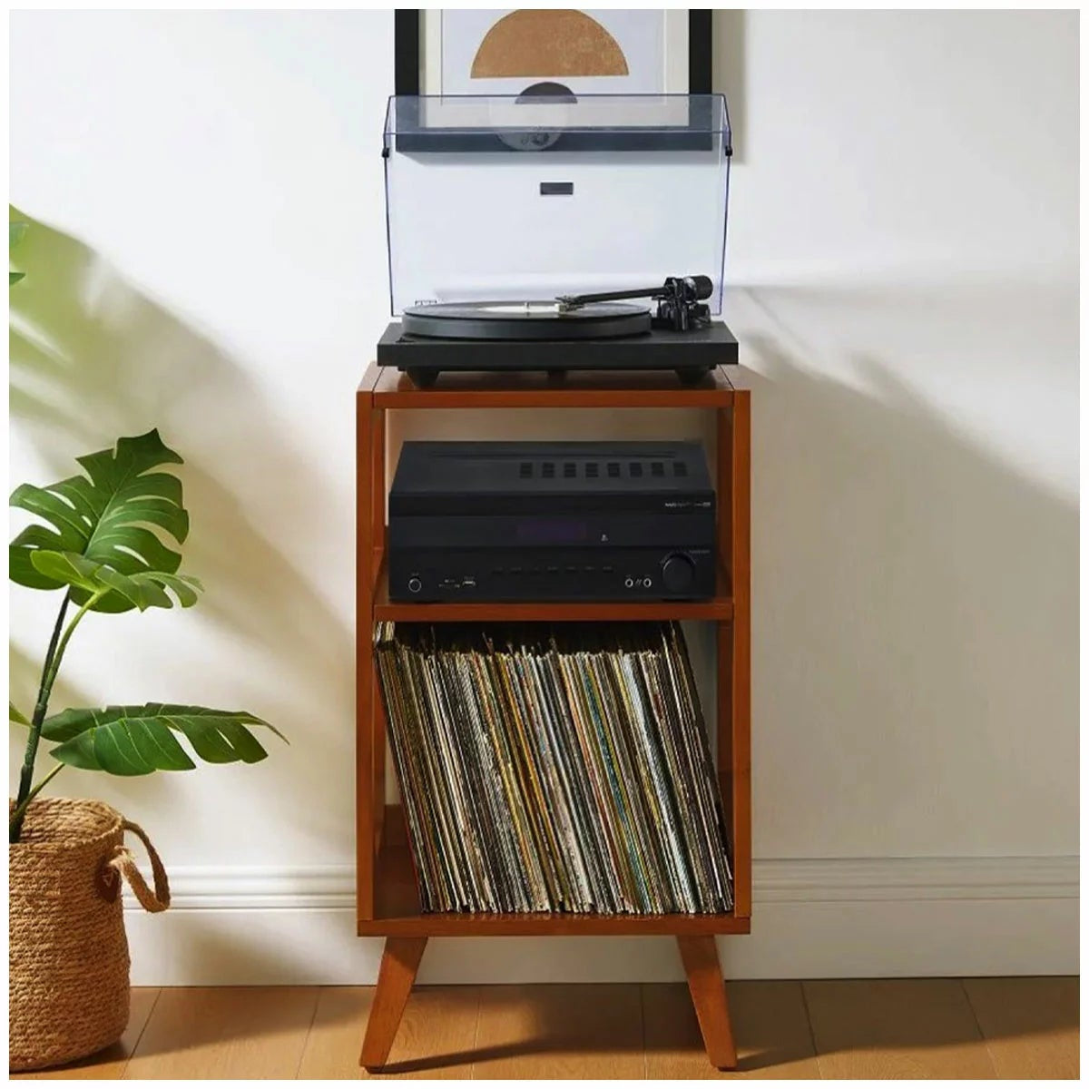 Crosley Asheville Vinyl Record Storage Stand Walnut Turntable Console-CRCF1152-W