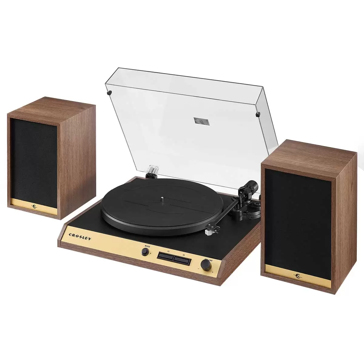 Crosley C72 Record Vinyl Shelf Turntable with Speakers Walnut CR72A-WA
