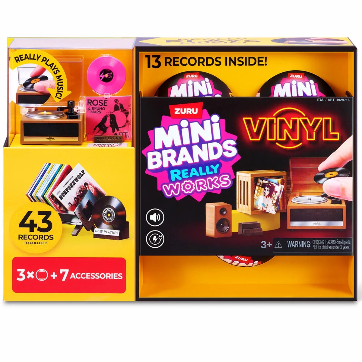 Mini Brands Mini Vinyl Record Player Set 3 Capsules 13 Mini Records Music Toy