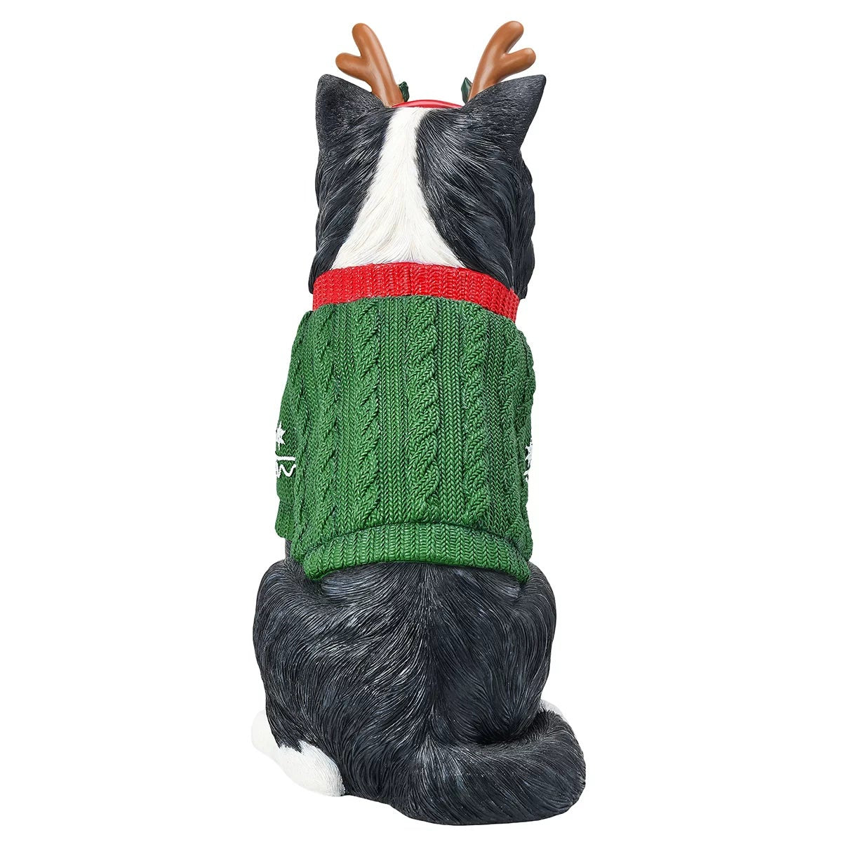 Christmas Border Collie Dog Greeter Resin Holiday Statue Indoor Decor