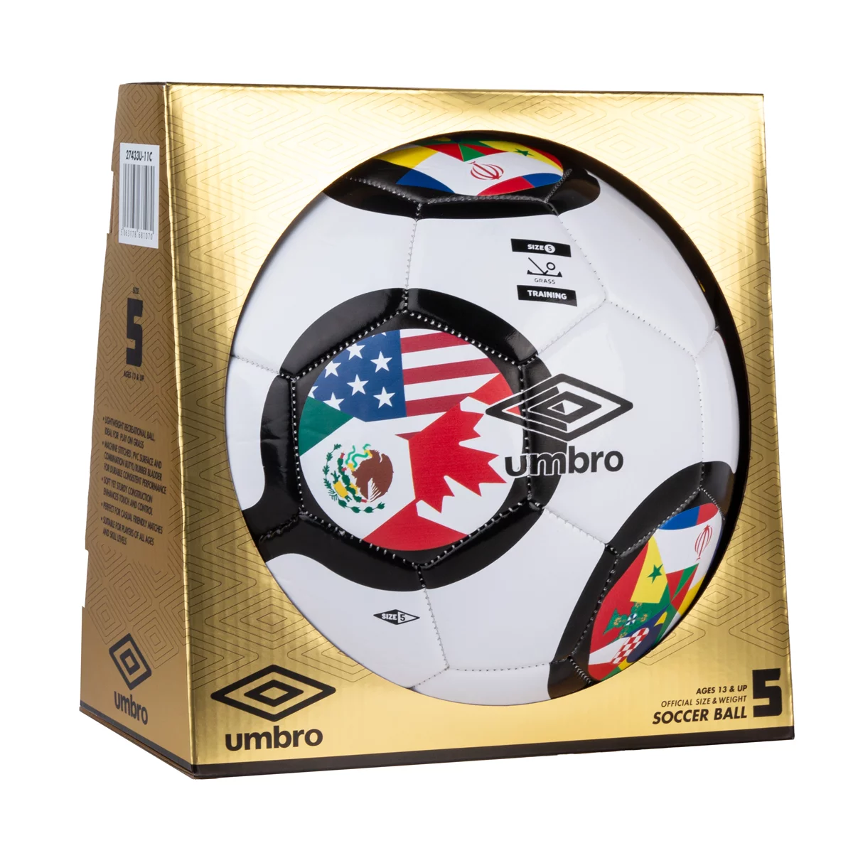 Umbro Flags of the World Ball Size 5 Soccer Football Recreational Training Ball