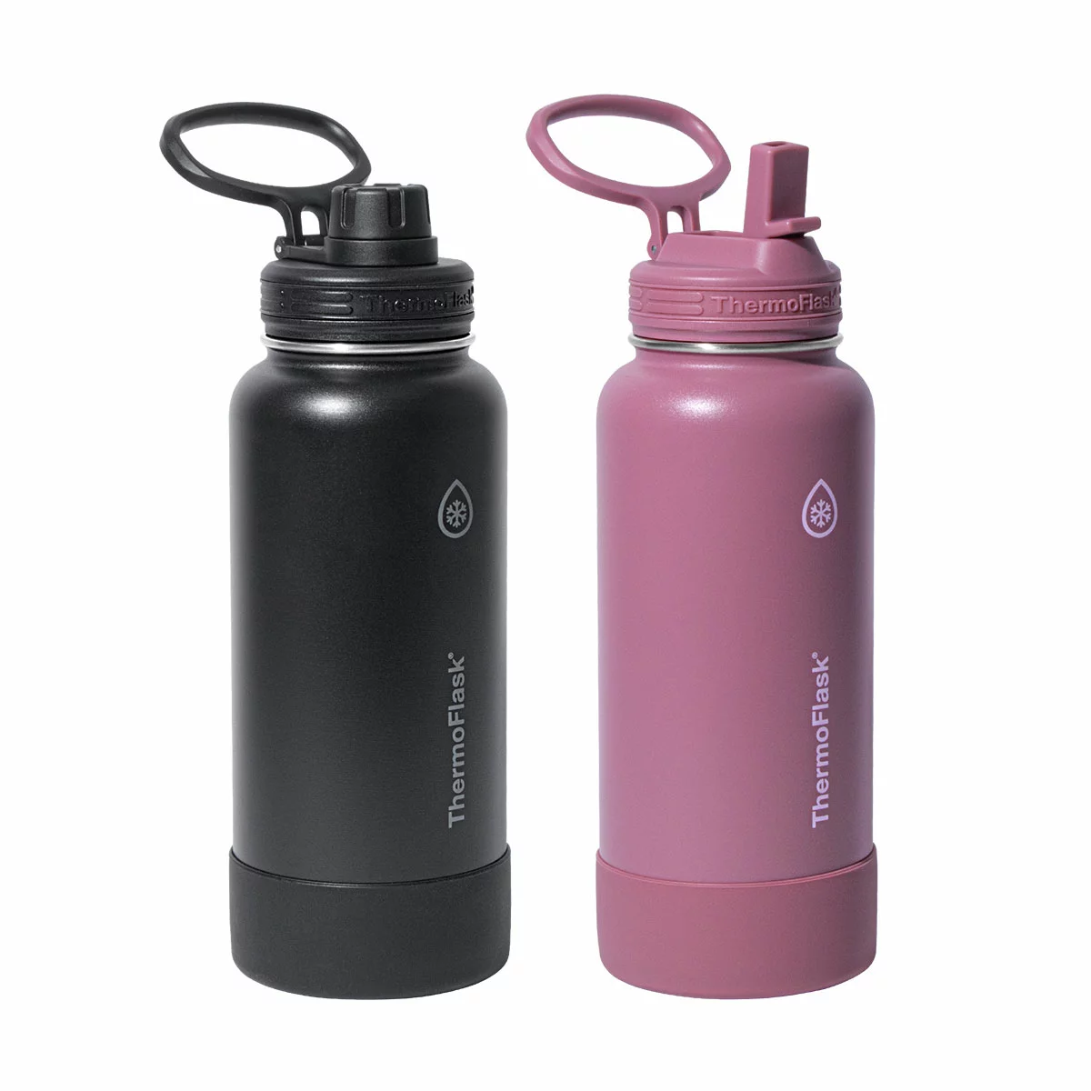 ThermoFlask Stainless Steel Bottles 950ml 2 Pack Black Red Insulated BPA Free