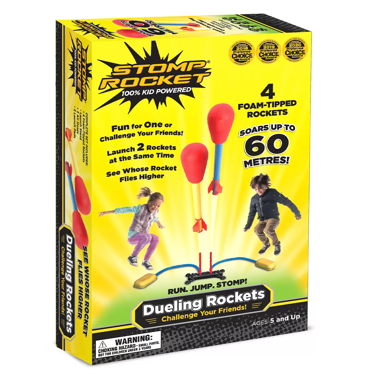 Stomp Rocket Dueling Rockets Stomp Powered Air Rockets with Launcher, 4 Pieces