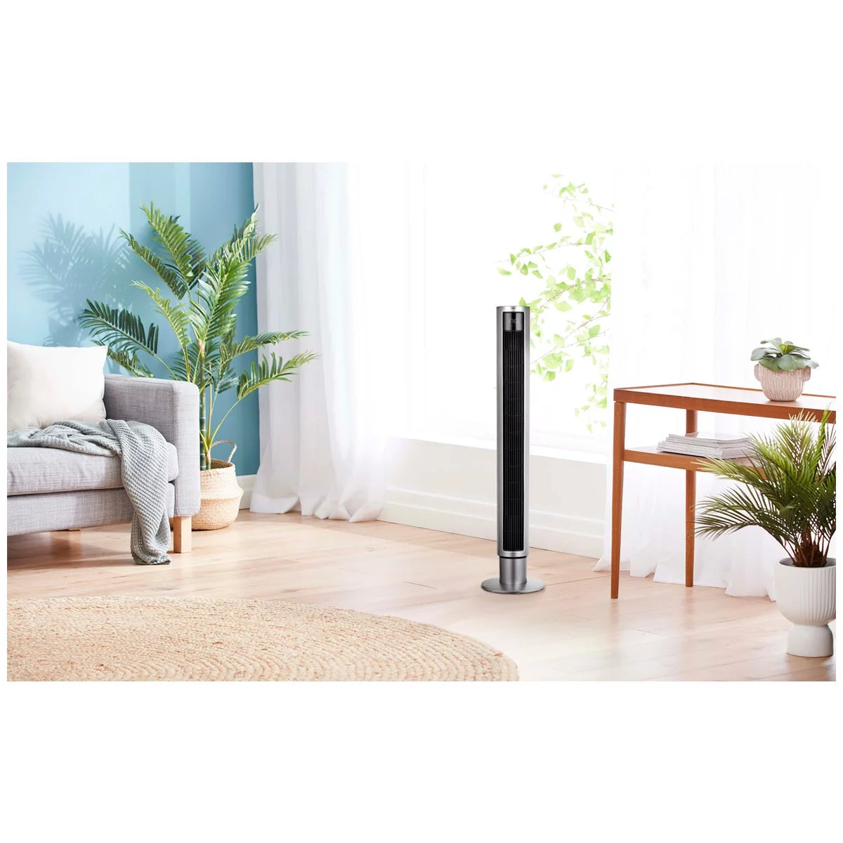 Dimplex 110cm Tower Fan Digital Display 12H Timer 4 Modes Oscillating Silver 60W
