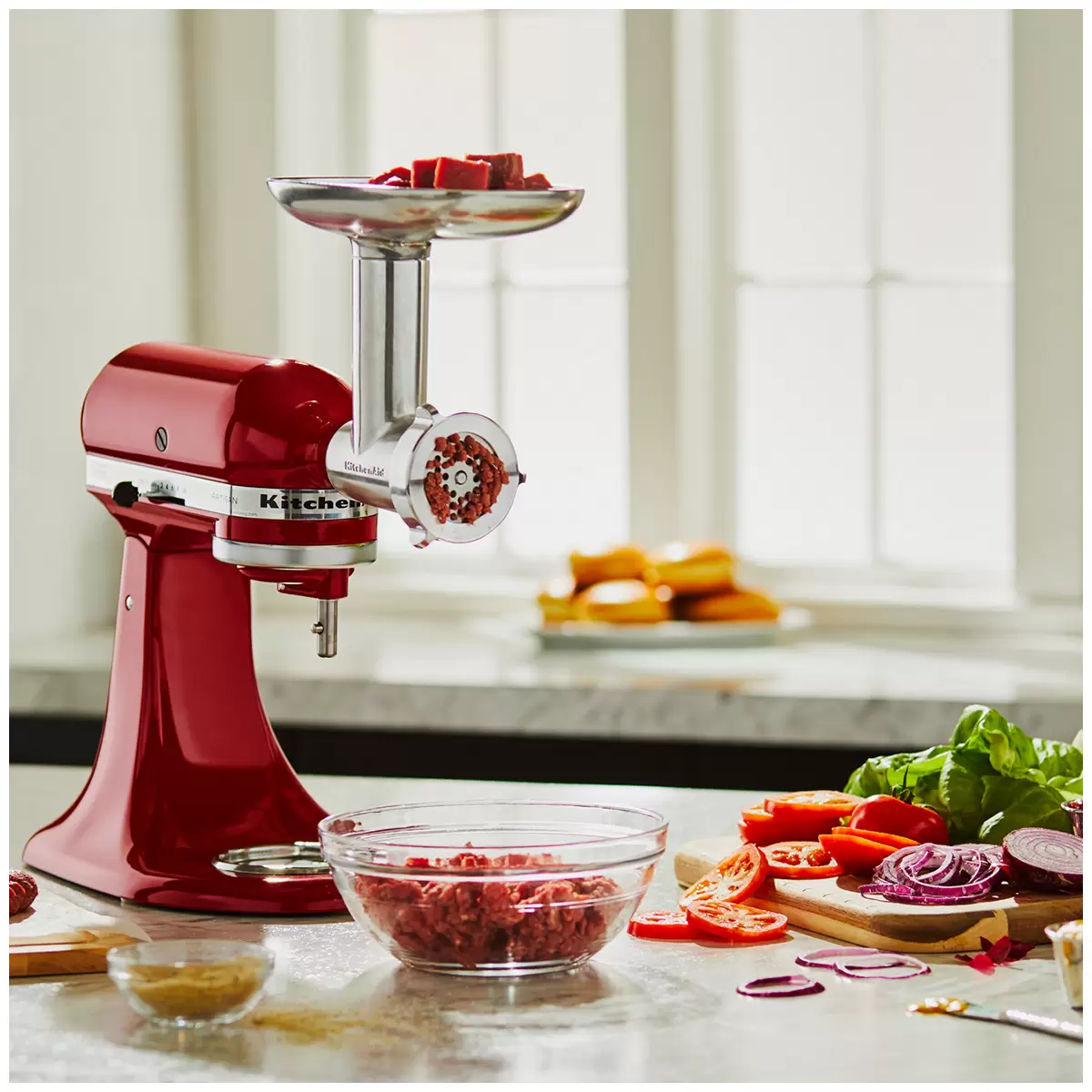 KitchenAid Metal Food Grinder Attachment 5KSMMGAA Stand Mixer Meat Grinder
