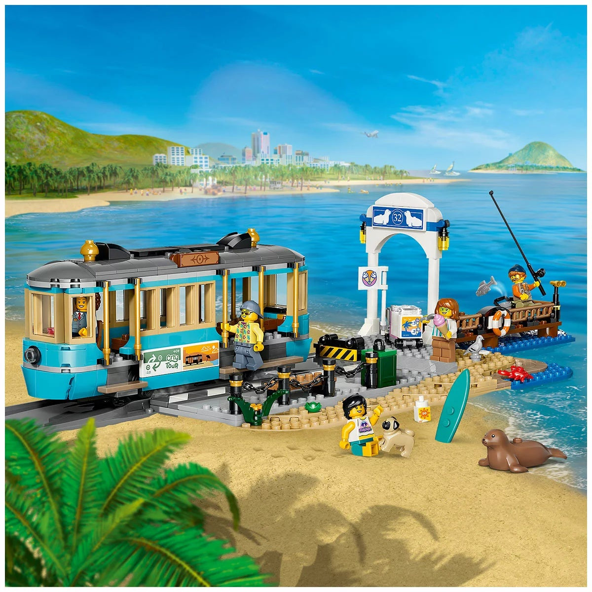 LEGO City Beach Streetcar 60506 Minifigures Tram Building Set 7+ 693 Pieces