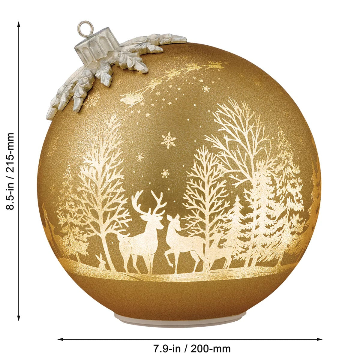 Seasonal Rotating Glass Balls 2pc Gold LED Christmas Holiday Home Decor