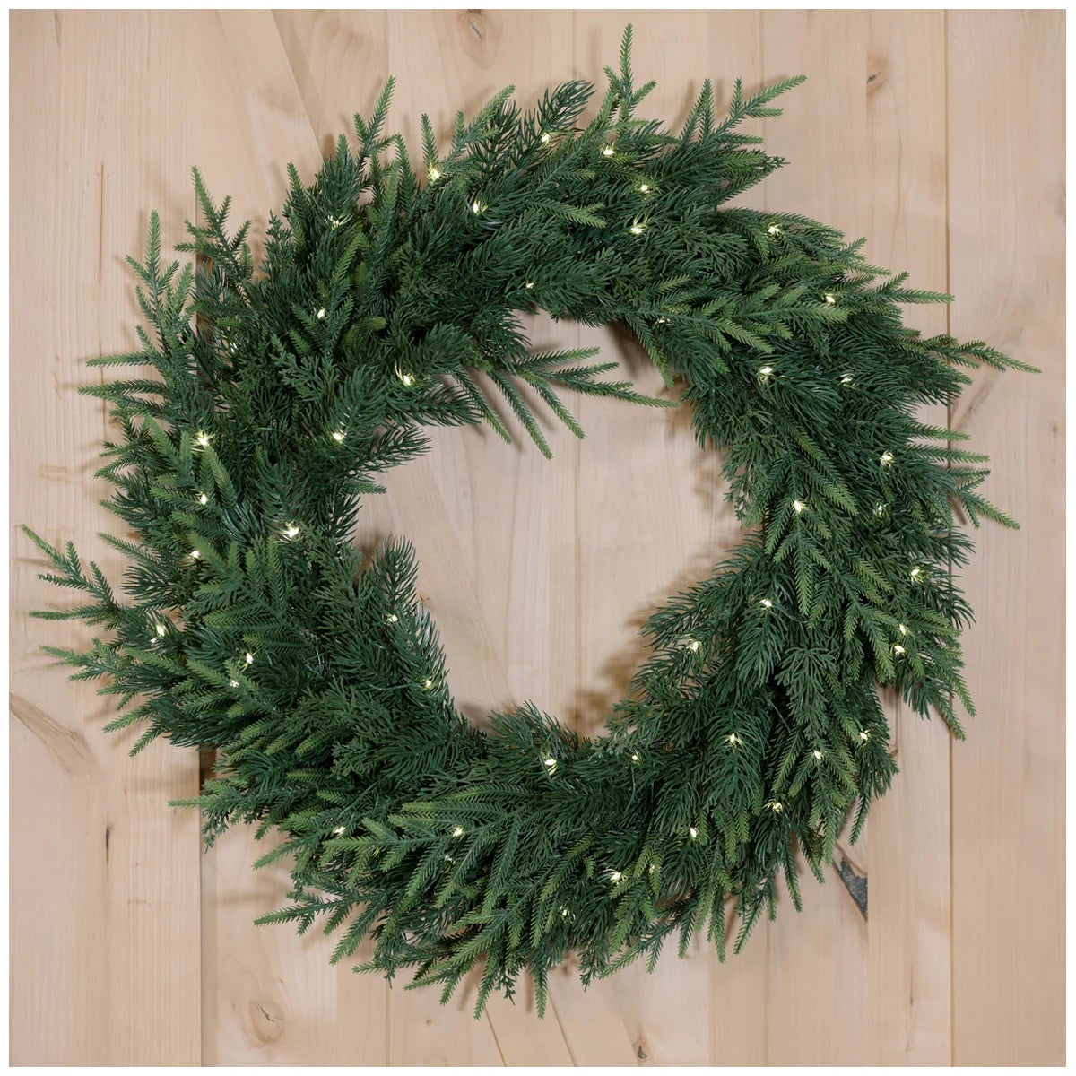 30 Inch Pre-Lit Norfolk Pine Christmas Wreath Battery LED Holiday Decor