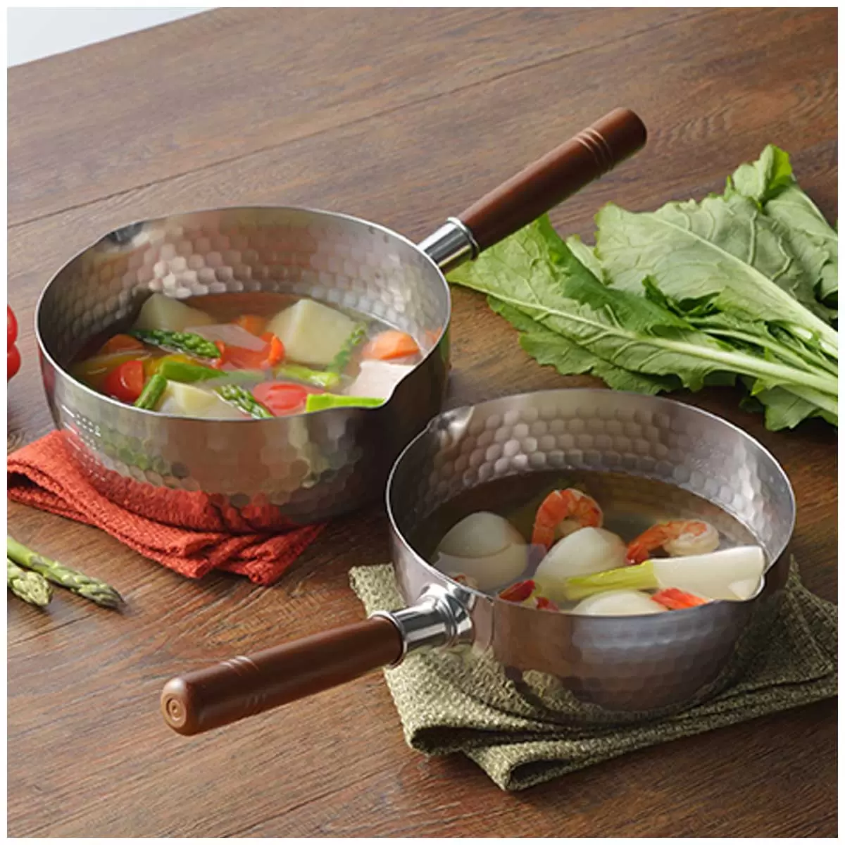 2 x Yoshikawa Yukihira Stainless Steel Saucepans 20cm & 22cm Free Shipping