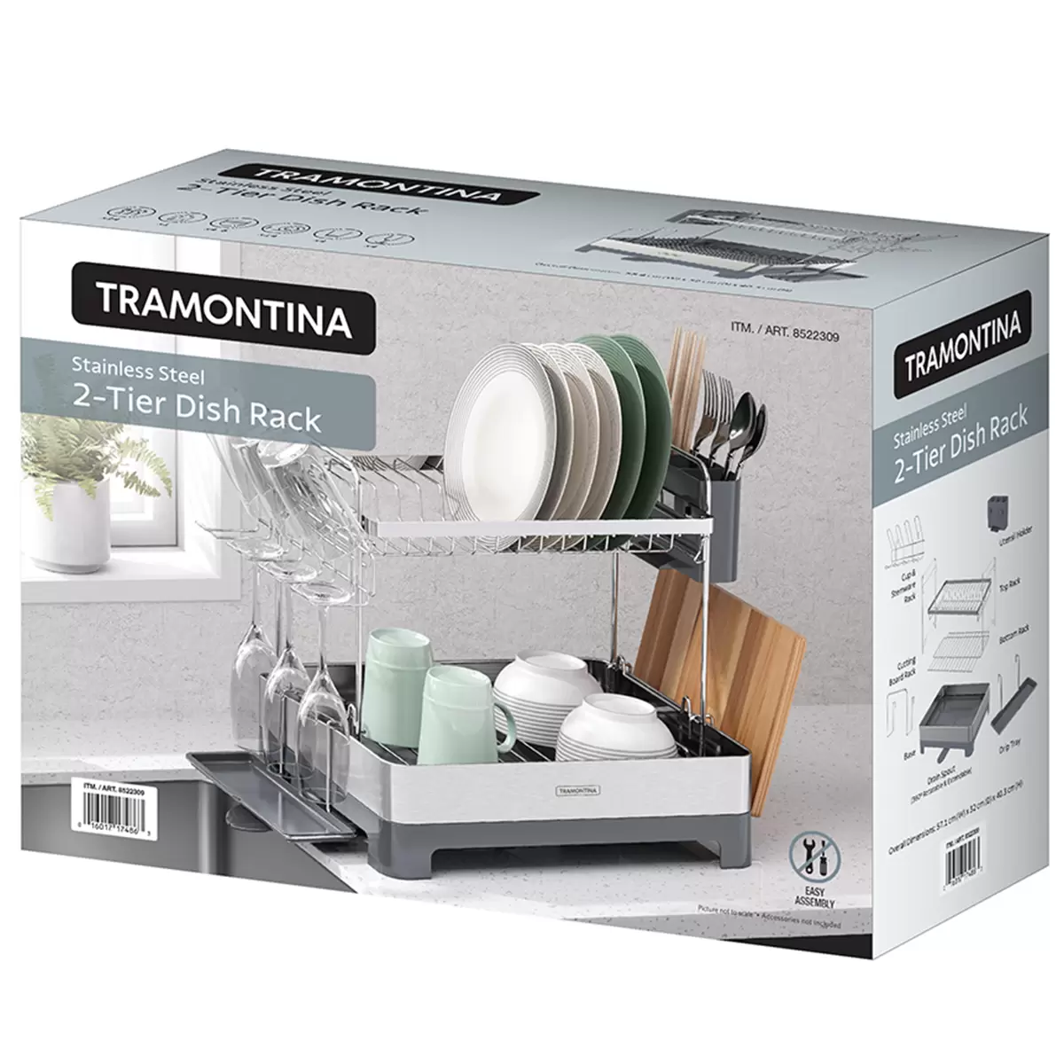 Tramontina 2-Tier Dish Drying Rack Dish Drainer Cutlery Holder Dish Storage Rack Free Shipping