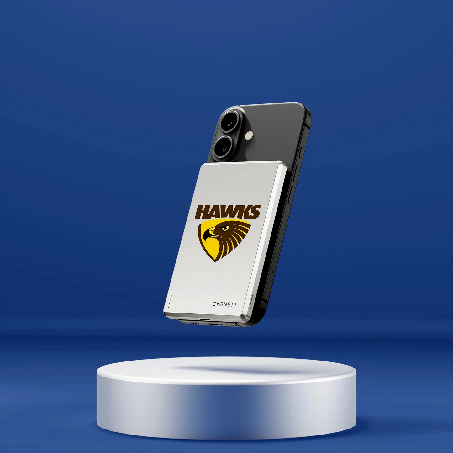 Cygnett 5K Slim Mag Power Bank Hawthorn Hawks Magnetic Wireless Charger