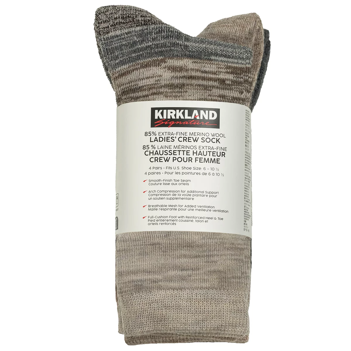Kirkland Signature Women's Wool Sock 4 Pack Neutral