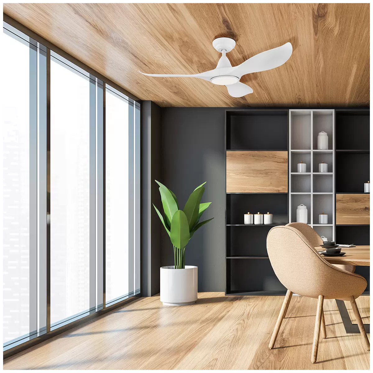 EGLO Noosa DC Fan 18W Tri-Colour Led Light White 116cm 204801 Free Shipping