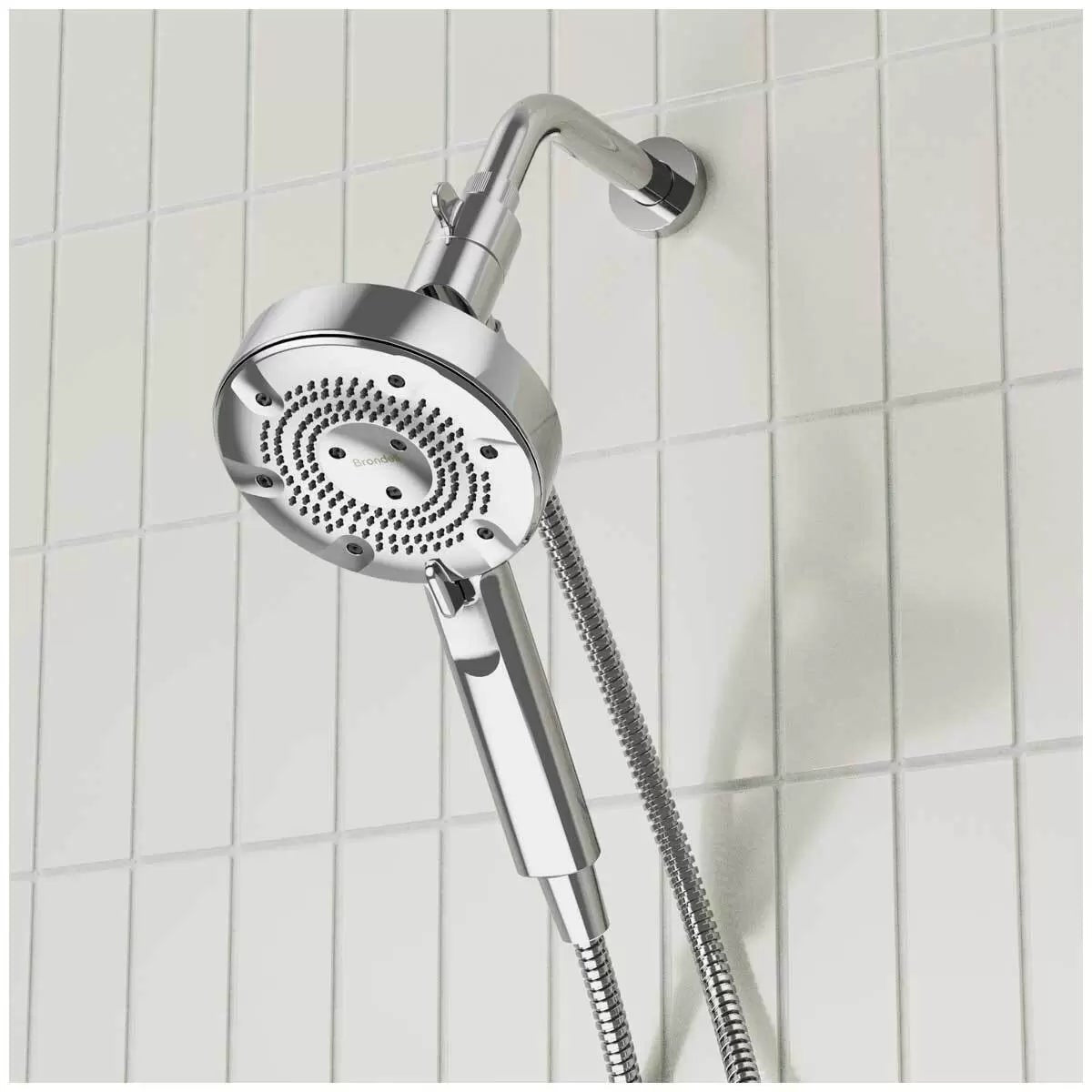 Brondell Powerspray Shower Adjustable Head 5 Spray Dual Docking Chrome Handheld