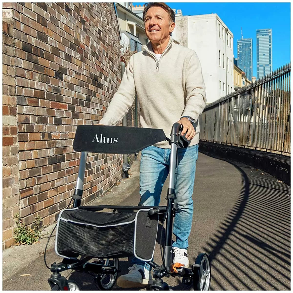 Altus Deluxe Euro Style Rollator Walker 10 Inch Wheels Black Folding Seat