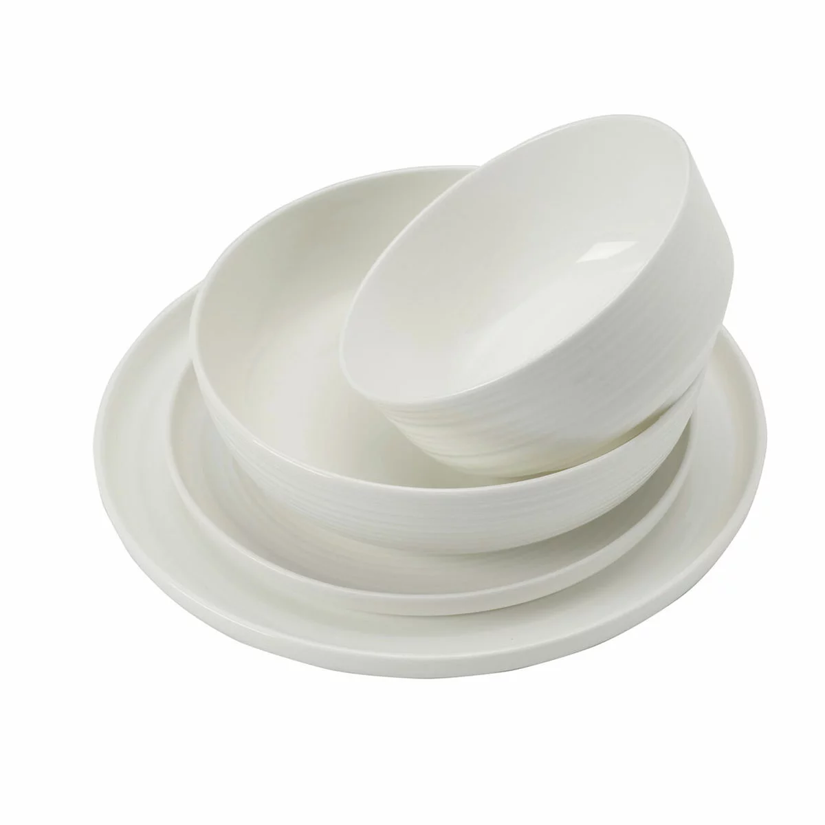 Mikasa Alyssa Bone China Dinnerware 16 Piece Set White Round Chip Resistant