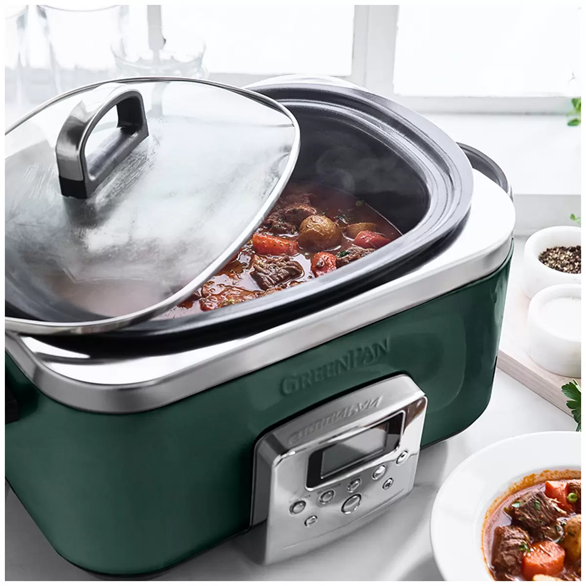 GreenPan 6L Slow Cooker CC009380-001 Pine Green Home Kitchen Cookware Free Shipping
