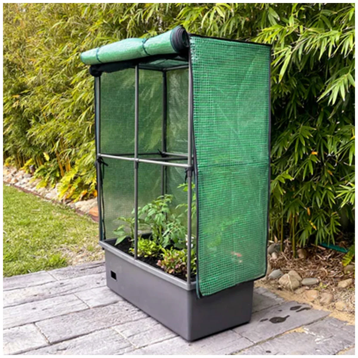 Greenlife Mobile Garden Planter Box With Leg Kit Greenhouse Netting Cover