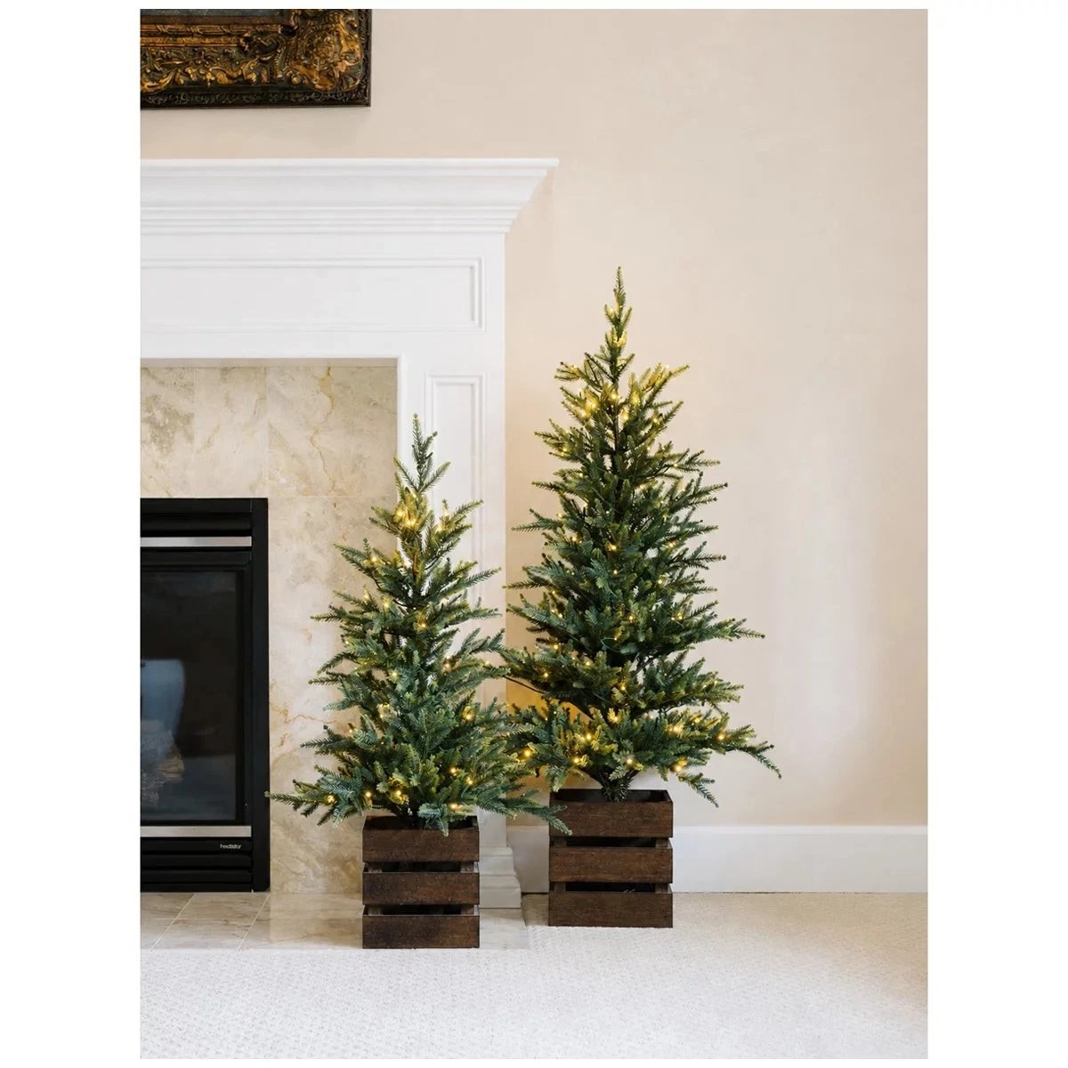 CGH Pine Trees 2Piece Set Warm White LED Twinkle Lights 1.2m 0.9m Christmas Tree