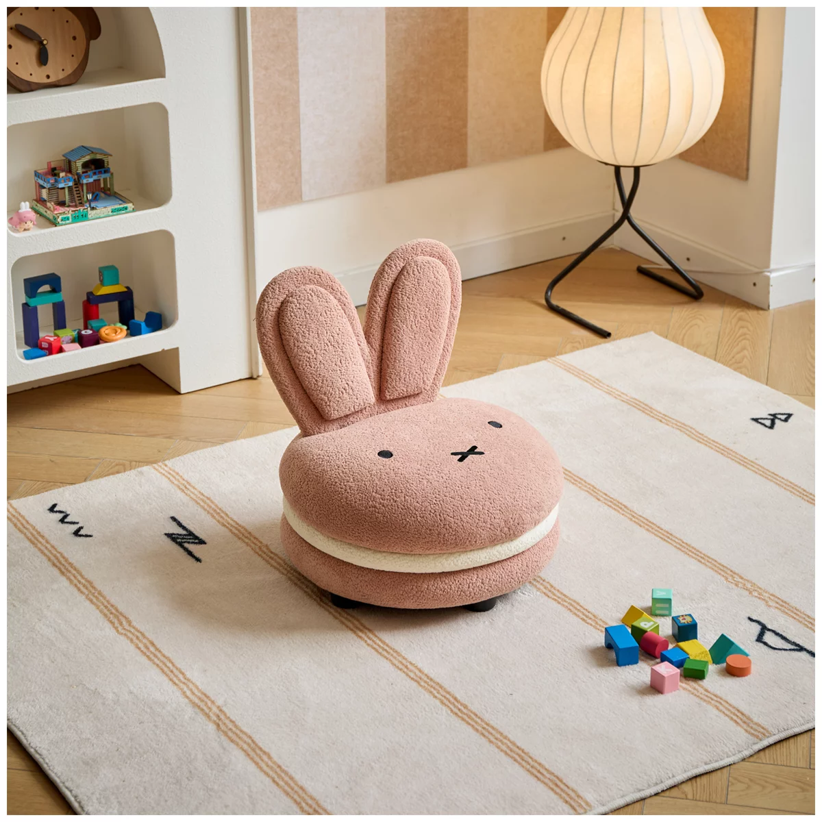 Aesthetik Kids Miffy Macaron Chair Pink Bouclé Kids Accent Chair Bunny Seat
