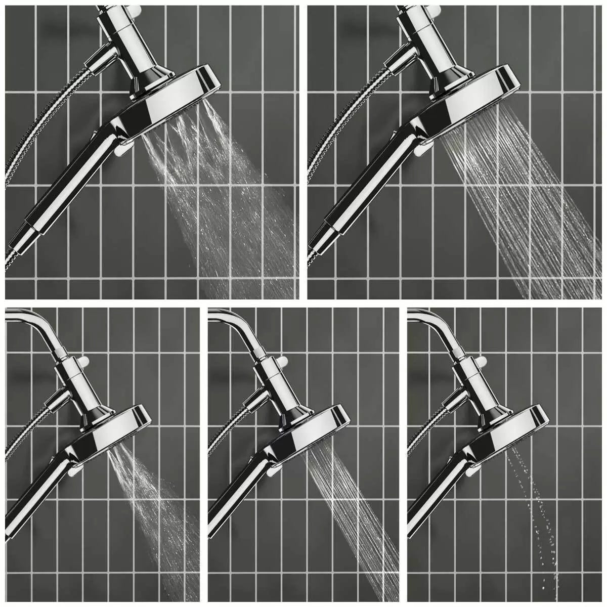 Brondell Powerspray Shower Adjustable Head 5 Spray Dual Docking Chrome Handheld