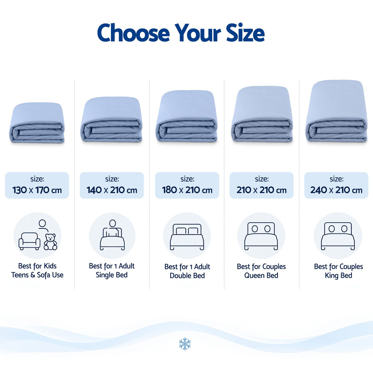 Giselle Cooling Blanket Double 180 x 210cm Summer Quilt Lightweight Hot Sleepers