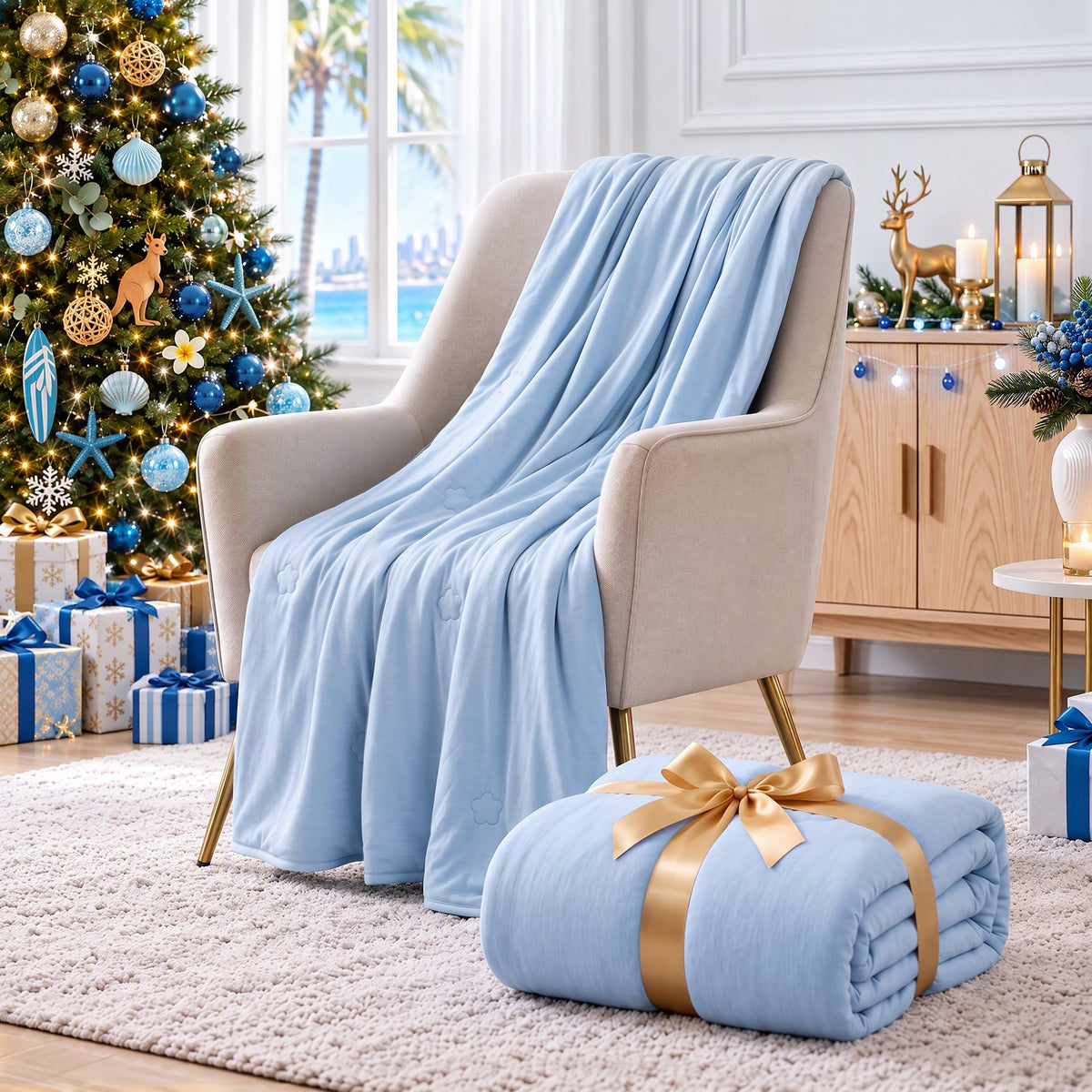 Giselle Cooling Blanket 210cm x 210cm Queen Summer Quilt Sleepers Double Sided