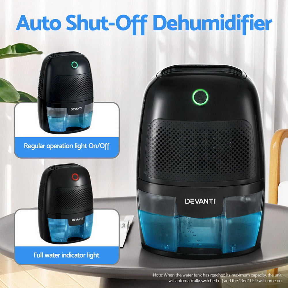 Devanti Dehumidifier 600ML Air Purifier Black