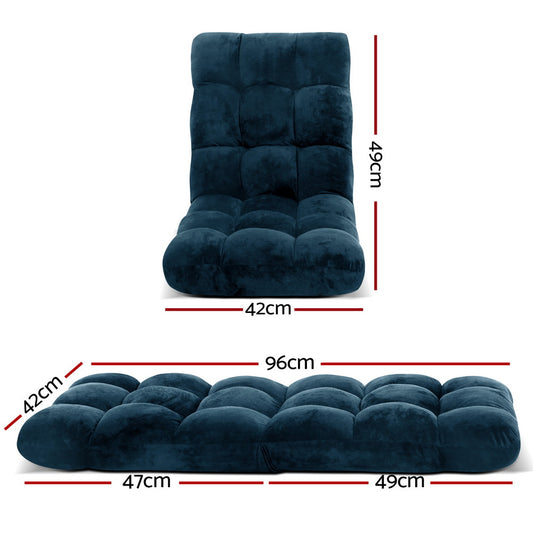 Artiss Floor Lounge Sofa Bed Flannel Fabric Navy