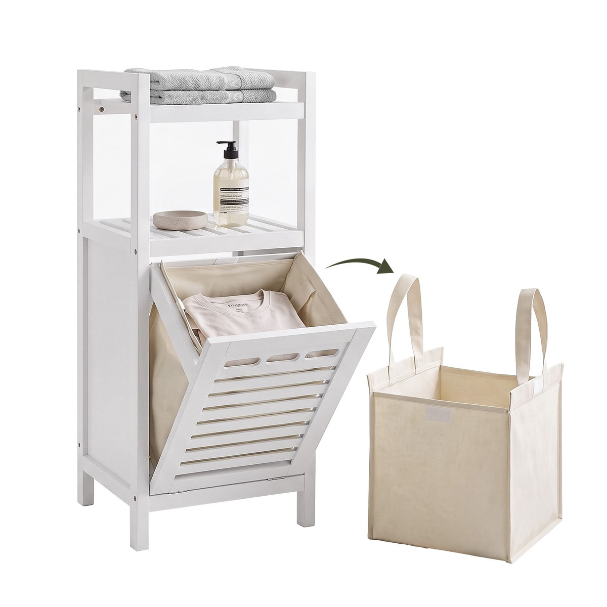 Artiss Bathroom Storage Cabinet Tilt Out Laundry Hamper Tall Organiser White